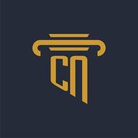 CN initial logo monogram with pillar icon design vector image