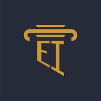 EI initial logo monogram with pillar icon design vector image