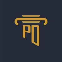 PD initial logo monogram with pillar icon design vector image