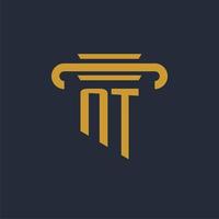 NT initial logo monogram with pillar icon design vector image