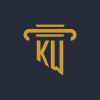 KW initial logo monogram with pillar icon design vector image