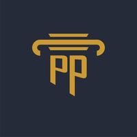 monograma del logotipo inicial de pp con imagen vectorial de diseño de icono de pilar vector