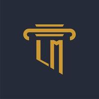 LM initial logo monogram with pillar icon design vector image
