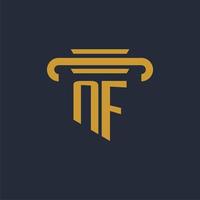 NF initial logo monogram with pillar icon design vector image