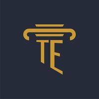 TE initial logo monogram with pillar icon design vector image