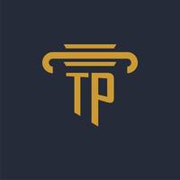 monograma del logotipo inicial de tp con imagen vectorial de diseño de icono de pilar vector