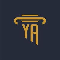 YA initial logo monogram with pillar icon design vector image