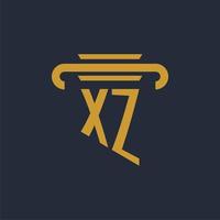 Monograma del logotipo inicial xz con imagen vectorial de diseño de icono de pilar vector