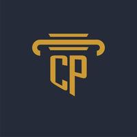 CP initial logo monogram with pillar icon design vector image