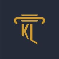 KL initial logo monogram with pillar icon design vector image