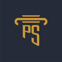 monograma del logotipo inicial ps con imagen vectorial de diseño de icono de pilar vector