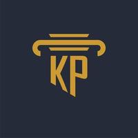 KP initial logo monogram with pillar icon design vector image