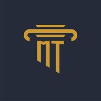 MT initial logo monogram with pillar icon design vector image