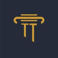 TT initial logo monogram with pillar icon design vector image