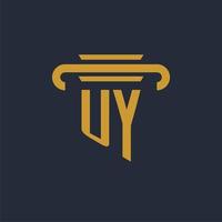 UY initial logo monogram with pillar icon design vector image