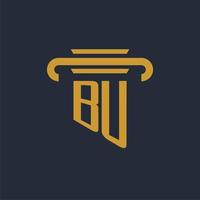 BU initial logo monogram with pillar icon design vector image