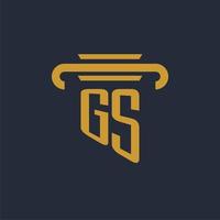 GS initial logo monogram with pillar icon design vector image