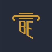 BE initial logo monogram with pillar icon design vector image