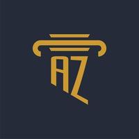 AZ initial logo monogram with pillar icon design vector image