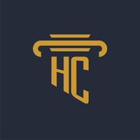 monograma del logotipo inicial hc con imagen vectorial de diseño de icono de pilar vector