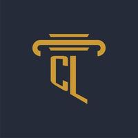 CL initial logo monogram with pillar icon design vector image