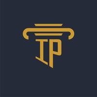 IP initial logo monogram with pillar icon design vector image