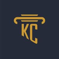 KC initial logo monogram with pillar icon design vector image