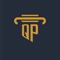 QP initial logo monogram with pillar icon design vector image