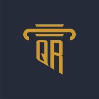 QR initial logo monogram with pillar icon design vector image