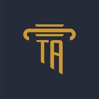 TA initial logo monogram with pillar icon design vector image