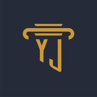 YJ initial logo monogram with pillar icon design vector image