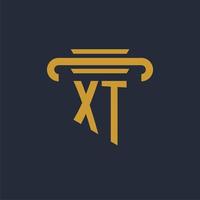 XT initial logo monogram with pillar icon design vector image