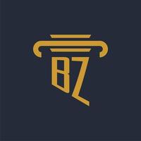 BZ initial logo monogram with pillar icon design vector image