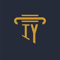 IY initial logo monogram with pillar icon design vector image