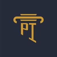 monograma del logotipo inicial pi con imagen vectorial de diseño de icono de pilar vector