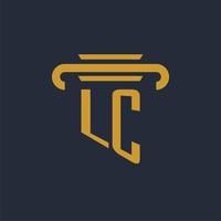 LC initial logo monogram with pillar icon design vector image