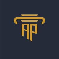 monograma del logotipo inicial de rp con imagen vectorial de diseño de icono de pilar vector