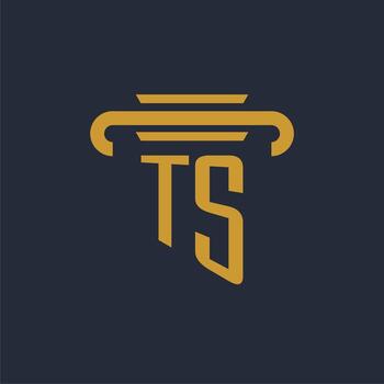 monograma del logotipo inicial de ts con imagen vectorial de diseño de icono de pilar vector