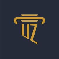 UZ initial logo monogram with pillar icon design vector image