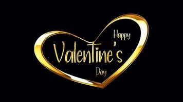 Loop Happy Valentine day golden text  in gold heart video