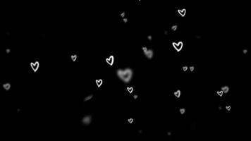 Animation white hearts flow from left to right video