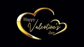 Loop Happy Valentine day golden text in gold heart video