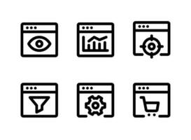 conjunto simple de iconos de línea de vector de marketing digital