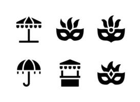 conjunto simple de iconos sólidos de vector de festival de mardi gras