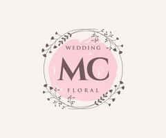 MC Initials letter Wedding monogram logos template, hand drawn modern minimalistic and floral templates for Invitation cards, Save the Date, elegant identity. vector