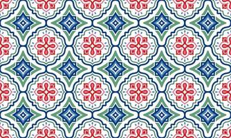 Ethnic Abstract Background cute green blue red geometric tribal ikat folk Motif Arabic oriental native pattern traditional design carpet wallpaper clothing fabric wrapping print batik folk knit vector