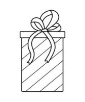 icono de regalo con lazo. papel de regalo de elemento de garabato vectorial. envoltura de caja de regalo para las vacaciones. aislar en una ilustración de fondo blanco. vector