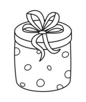 icono de regalo con lazo. papel de regalo de elemento de garabato vectorial. envoltura de caja de regalo para las vacaciones. aislar en una ilustración de fondo blanco. vector