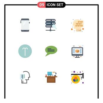 9 Universal Flat Color Signs Symbols of conversation symbols binary symbolism aries Editable Vector Design Elements