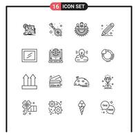 Set of 16 Modern UI Icons Symbols Signs for interior school allocation ruler outsource Editable Vector Design Elements